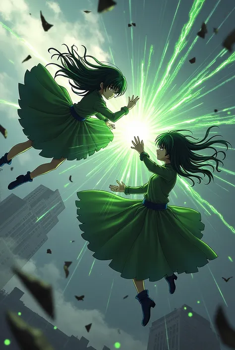 Fubuki and Tatsumaki fight in the air.