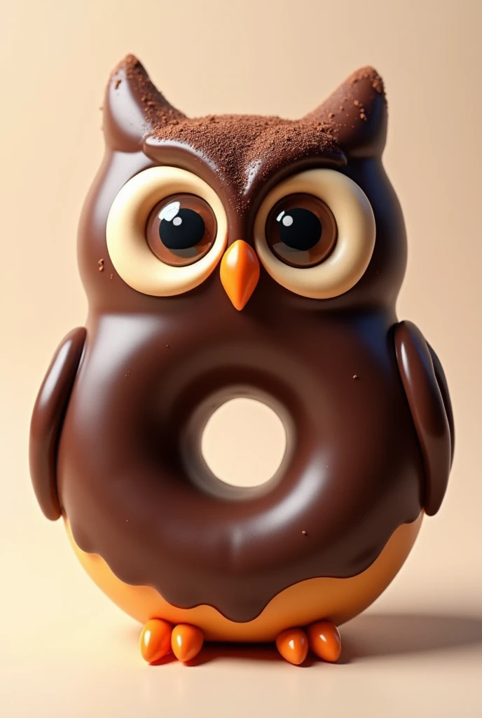 owl in the shape of a chocolate donut