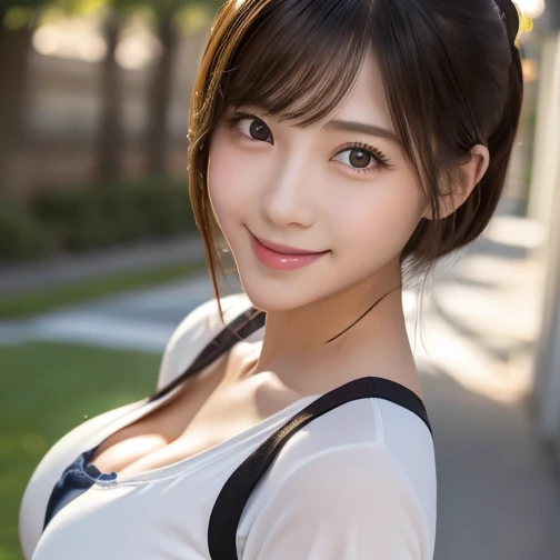 cute,Sexy Face,(8k、RAW Photos、Highest quality、masterpiece:1.2)、(Realistic、Photorealistic:1.37)、woman、Professional Lighting、Photon Mappin 、Full of eyelashes、Big ample breasts:1.3,(Thick body:1.2),Tight waist,Healthy Thighs, Black Hair, Short Hair,, (Perfect...