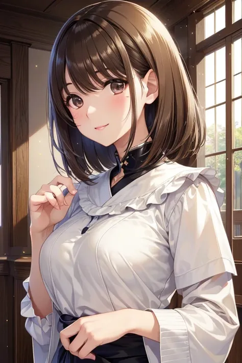 anegasaki nene、Shiny brown hair, short hair, (Beautiful brown eyes、Sparkling eyes, Fine grain)、smile、Ultra-detailed eyes、Highly detailed face, Highly detailed eyes,



big,background,vague 、(masterpiece、Highest quality、Highest quality、Official Art、beautifu...