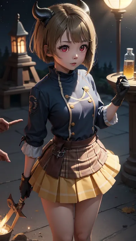 (Highest quality，masterpiece)，One girl, solo, Anime Screencap，Ray Tracing，Global Illumination，ultra hi resolution picture，Bright colors，Depth of written boundary，Valhalla Castle，cute，night，Yellow-brown hair，Bobcut，short hair，ワンレングスBobcut，Asymmetrical Hair，...