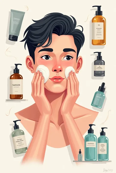 A list od skin care routine with boy image 