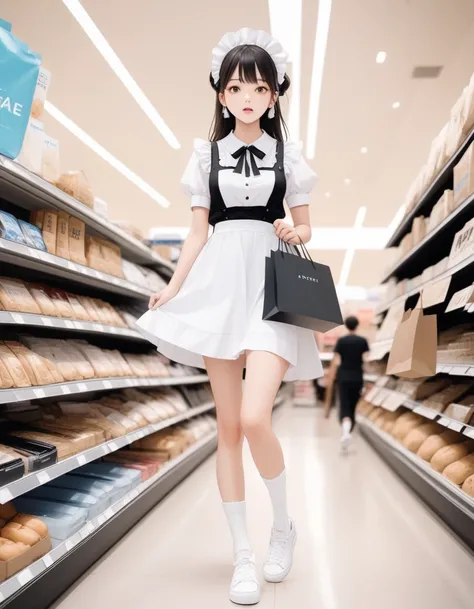 .NSFW, I am a pervert maid.White ribbed ankle socks.shopping.