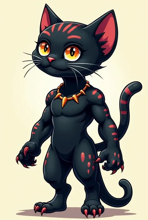 Combination cute cat and black panther marvel superhero standing straight forward