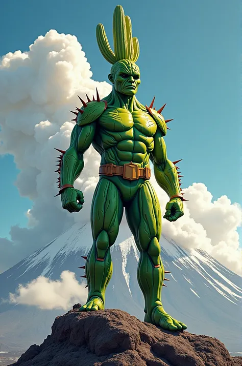 A cactus superhero on Popocatepetl 