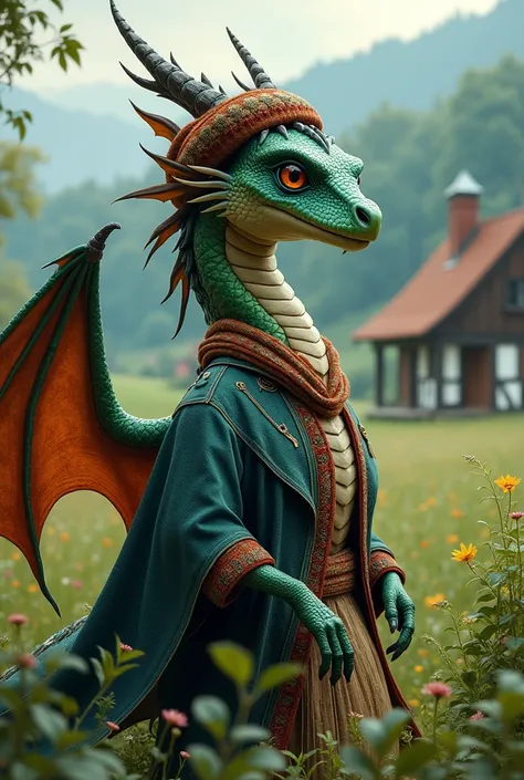 Dragon in a Danish costume
