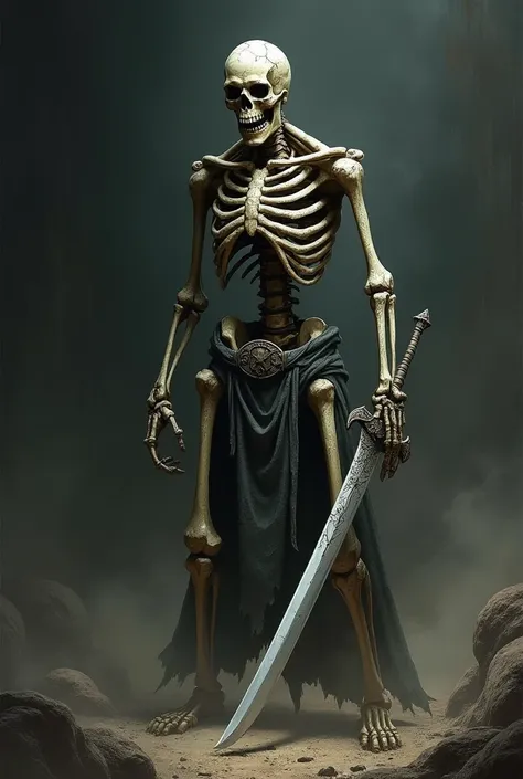 Cool Nacked without clothes Skull warrior  with sword 