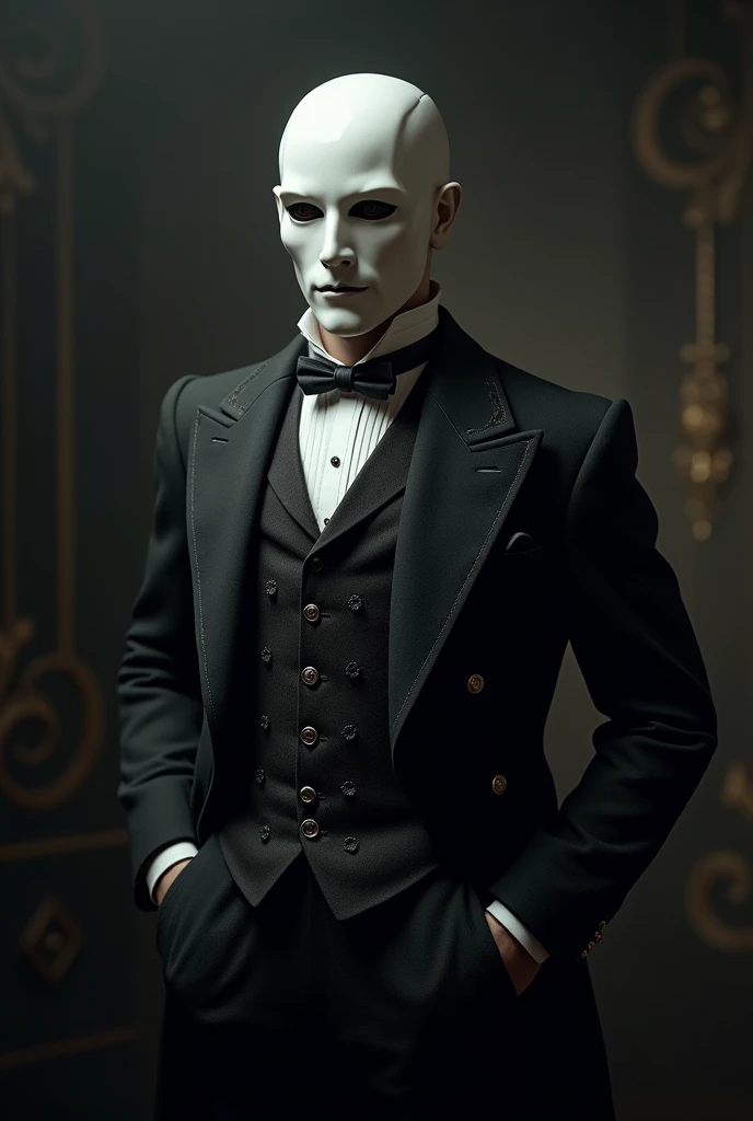 Man in victorian era suit with mask