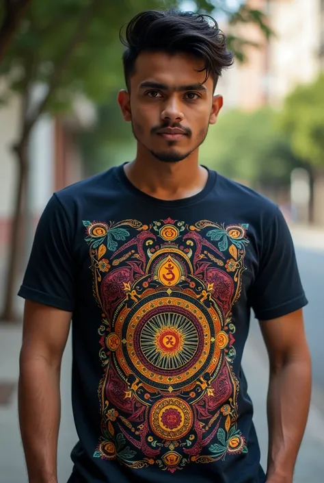 Has never T Shirt with Sanatan Dharma symbols