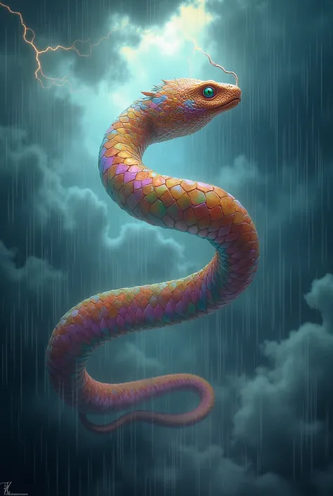 Animal surrealism (Snake-Made-of-Rainbows in a Stormy Sky
)