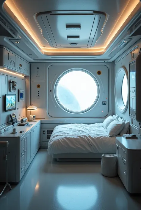 A spacecraft bedroom with no human inside 