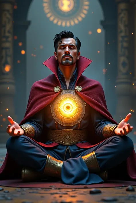 Dr strange using eye of agomotto to manipulate time realistic image by meditating 