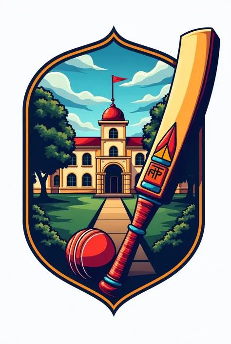 
Create logo for cricket group with cricket bat and ball and background have ferguson college pune building with amazing colours