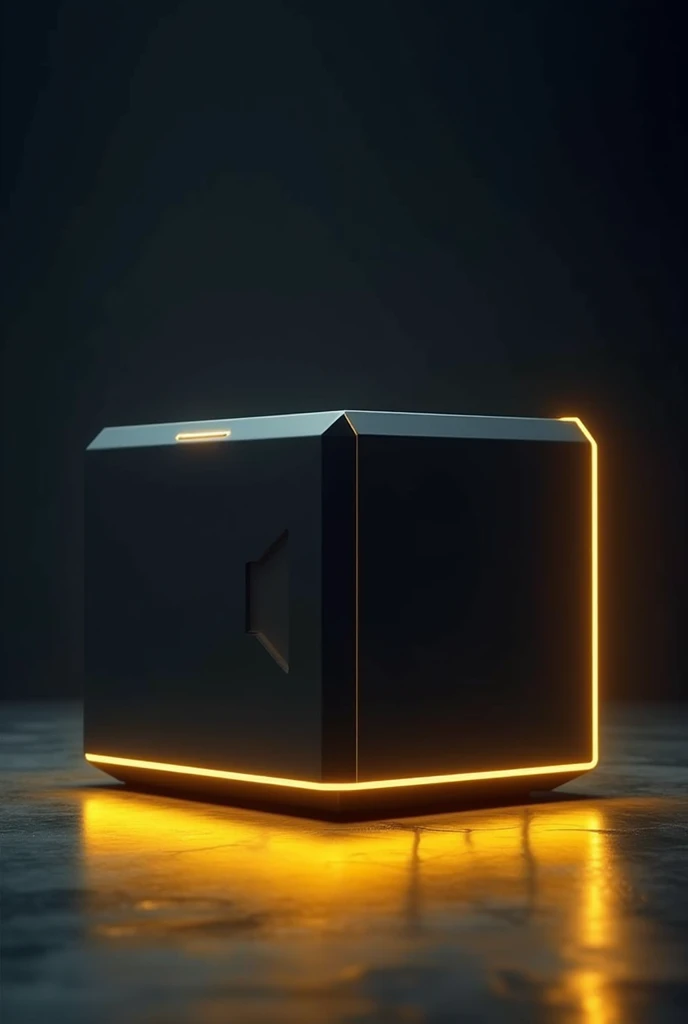 Futuristic box from web3 with yellow neon lights