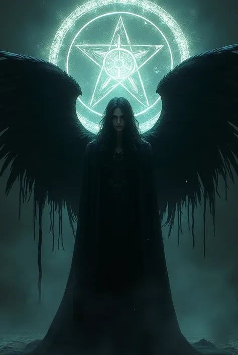 Create a profile picture for a channel about Luciferian Goetia. use the frame "the fallen angel" as a reference. Must have the sigil of Lucifer as the background image