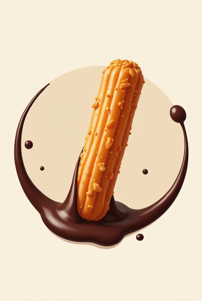 a circle logo for our our food product churros but in a shape of cigarette with dark chocolate and white chocolate sauce