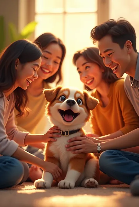 people loving a dog scene