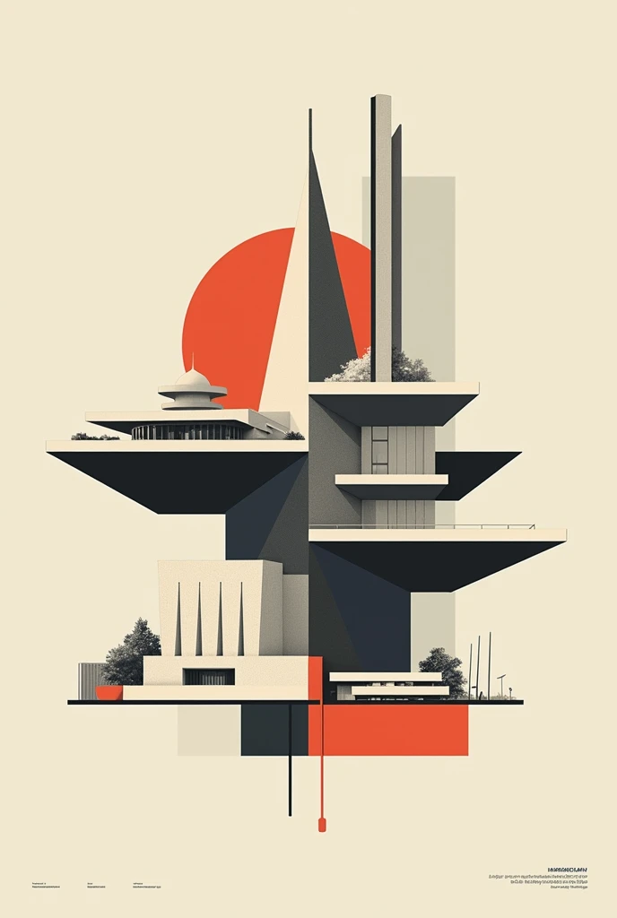 Create a poster on modernism architecture 
With some examples and write up as per Indian context 