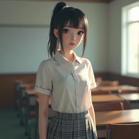 One Girl，(とてもcute女子高生:1.3)，masterpiece，Highest quality，High resolution，(((Photorealistic)))，RAW Photos，Ray Tracing，Physically Based Rendering，beautiful girl，(:1.4)，cute，(Big eyes)，(detailed pupils:1.2)，(The face is facing straight ahead:1.3)，Body facing fo...