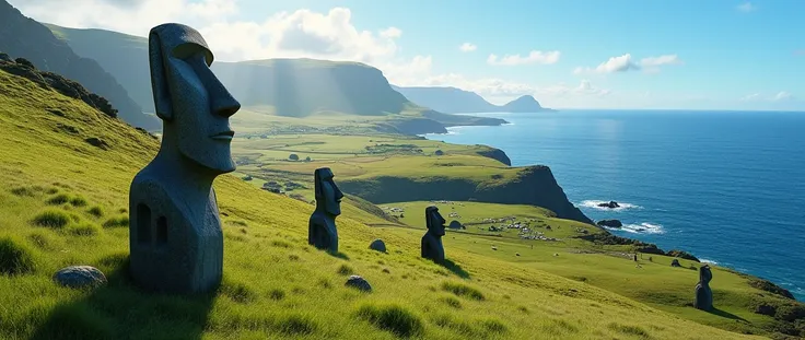 Aerial View,Easter Island,The whole picture is bright and clear HD UHD,3d