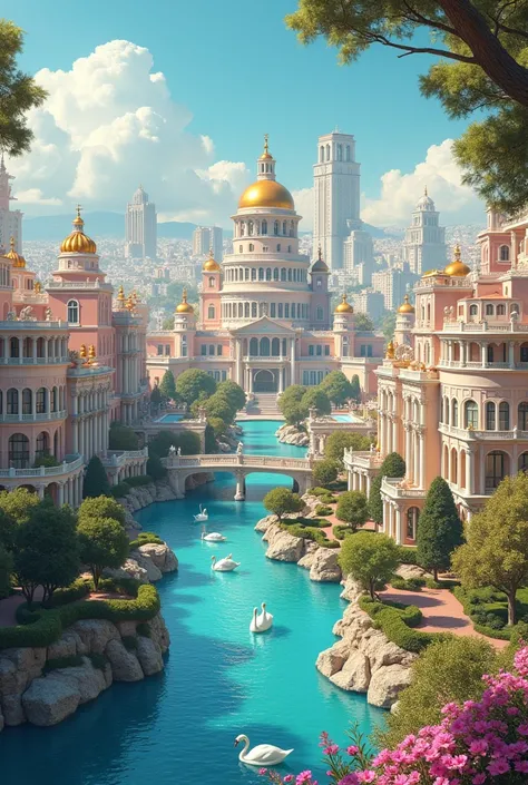 ONE HUNDRED THOUSANDS DOUBLE SMASH PICTURE OF THE LUXURY OF ELVANIA CITY.MEDITERRANEAN MIX WITH EUROPEAN. THE THEME COLOR IS IVORY, GOLD, SOFT PINK AND WHITE!!!!!! 🦢🦢🦢🦢🦢🦢