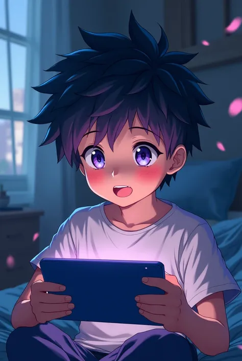 Anime boy watching anime