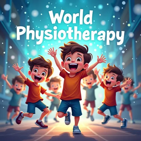 Drs Celebration 
Happy Physiotherapy day
In back flage typing World physiotherapy day
Little boys 
