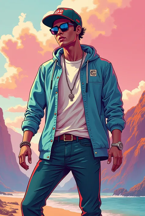 a man, in a dynamic pose, cap, glasses, long shirt, designed by Gucci::3, tumblr, inspired by Yanjun Cheng style, digital art, meme lofi internet girl, trend in dezeen, catalog photo, 3 d render beeple, rhads and lois van baarle, cartoon style illustration...