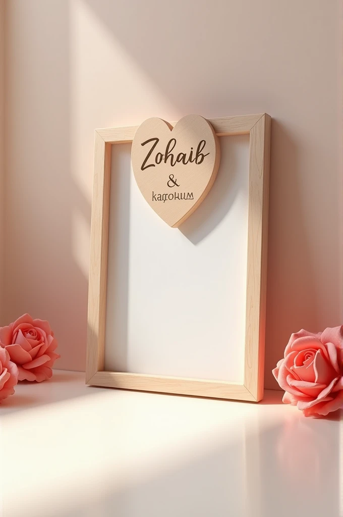 Make photo frame and make heart on it write name zohaib on it