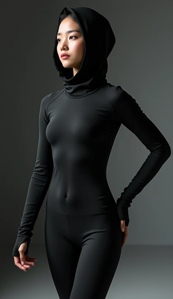 black cat lycra turtleneck unitard catsuit and lycra dancewear hood for asian teenager boys