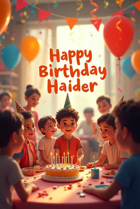 Birthday party theme dp and write happy birthday haider 