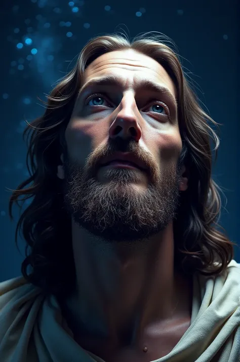 Image of Jesus&#39; face with a starry night background