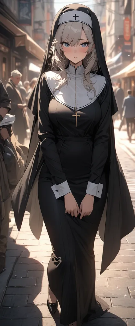 Beautiful nun, On the street, Attention to detail, 4K, masterpiece.