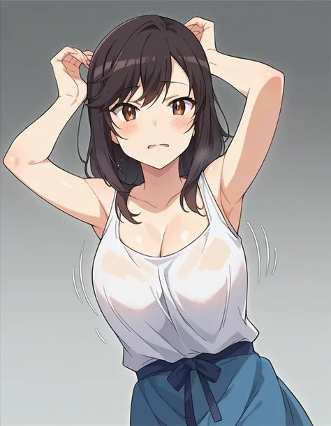 score_9, score_8_up, score_7_up, score_6_up, score_5_up, score_4_up, rating_questionable, , source_anime, digital illustration, pixiv, official art, BREAK, nsfw, (1 boy, a boy is grabbing girls breasts:2.0, grabbing from behind:1.5), 1 girl, cute, solo, ic...