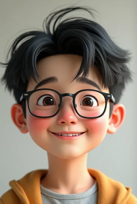 Cute realistic teen asian boy wearing glasses 