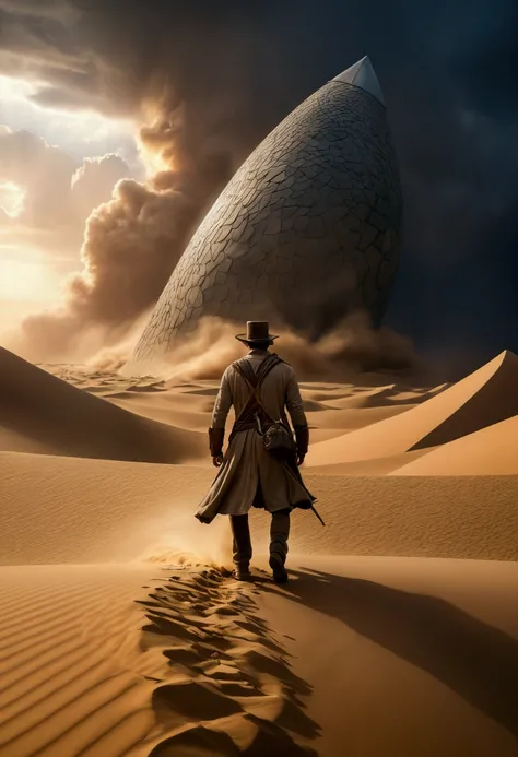 (desert), When a sandstorm sweeps across the desert, various fantastic sights appear in the storm, such as flying sailboats, talking stones, and huge sand worms. At the center of the storm, there is a huge magnet that attracts all the metal objects, formin...