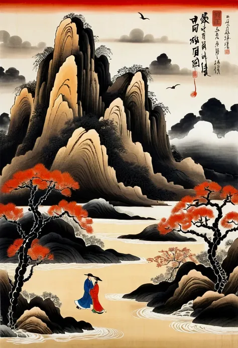 surreal desert, by Qi Baishi.
(best quality, masterpiece), very aesthetic, perfect composition, intricate details, ultra-detailed, vivid colors