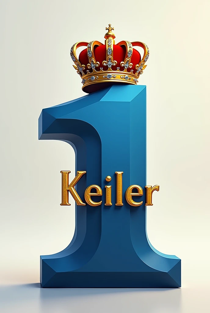 Number 1 with a crown, the blue 1 plus the golden crown, the name Keiler written in the middle of the medium horizontal golden 1 