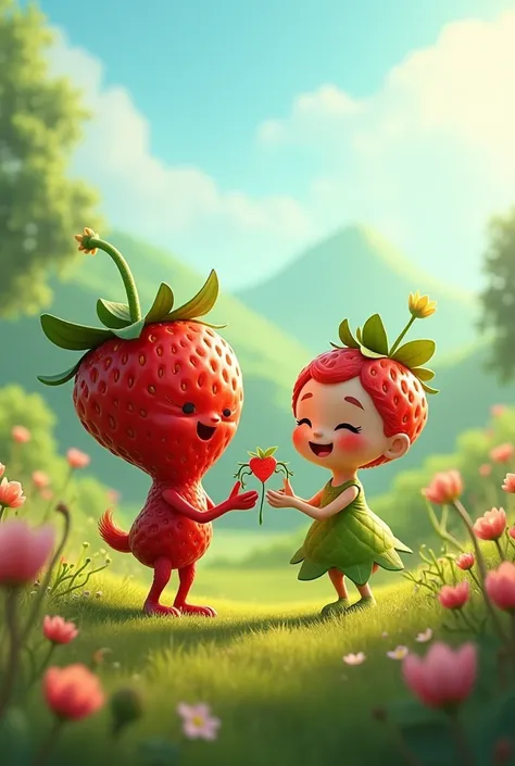 Now the strawberry guy is asking his green strawberry girlfriend to marry him!!!