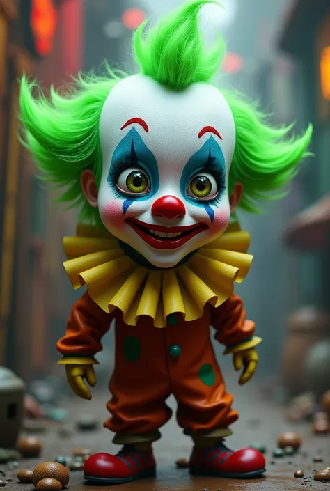 a clown with green hair 