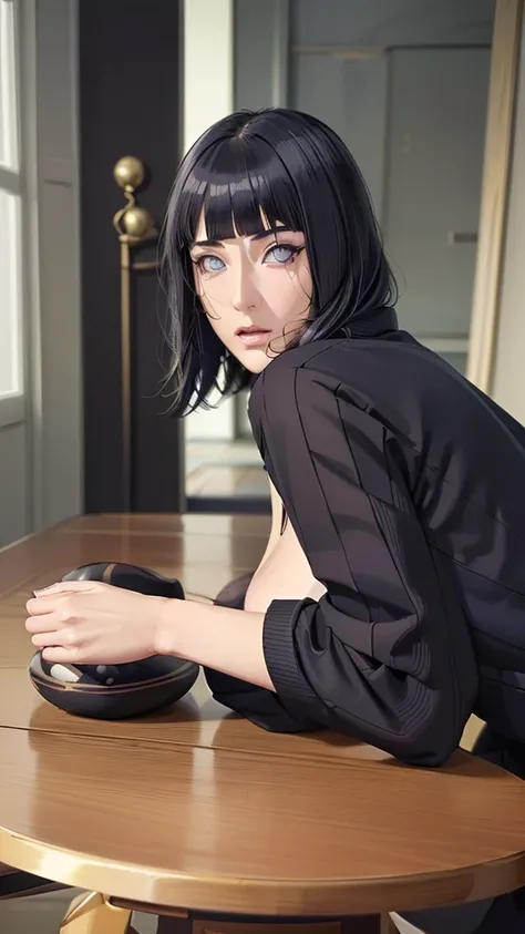 (（（Perfect body,White and tender skin,,(（（hyuugahin,hyuugahin,hinata(boruto),hyuugahin,"black long hair",Blue eyes,blunt bangs））)，((masterpiece)),highres,((Best quality at best)),masterpiece,quality,Best quality,(（（ Exquisite facial features,Looking at the...