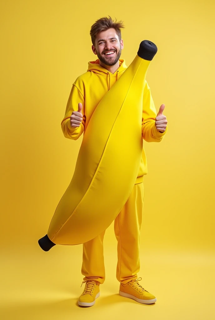 a young man wearing a banana costume, real results full body HD quality