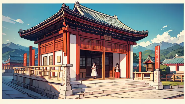 (masterpiece, best quality),2 women,letterboxed, perfection of fashion,Burton lips,Han bok,upper body, Walking around Gyeongbokgung Palace,korea,from the side,Idol,Gyeongbokgung Palace Courtyard,Elaborately drawn,realistic,