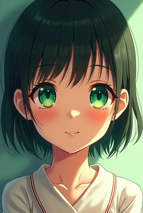 manga girl big green eyes