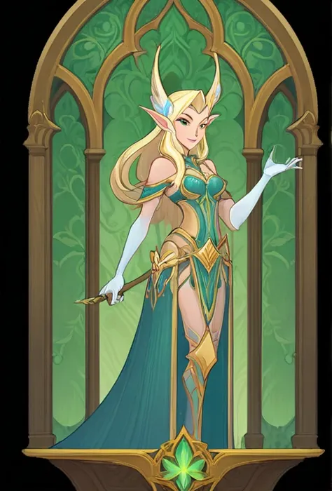 1 , elves, from world of warcraft, Full body painting standing up, (((only))), clear facial features, Simple line design, ((tarot card background, symmetric beauty)), perfectly symmetrical, The art of symmetry, Drawings of standing characters, ((flat-color...