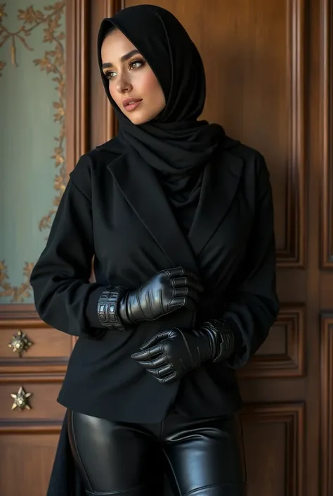 hijab,long gloves, thigh high big boots, sex, blowjob
