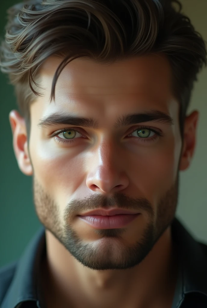 Handsome man with green eyes