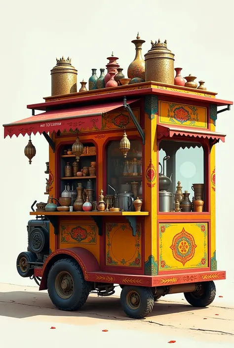 Show me a Indian style tea stall degine that can be moved by engene 
