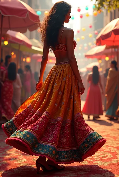 Bollywood skirt with goza boal fabric 
