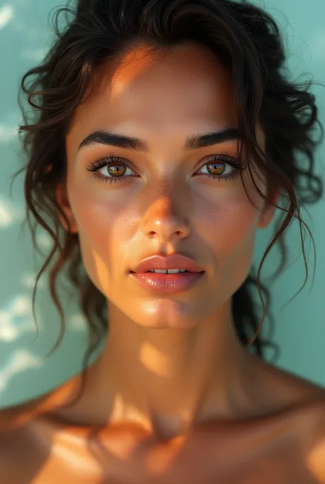 Most beautiful woman in the universe with perfect features, tan skin, maldivian, front face
